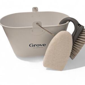 GROVE Cleaning Bucket Scrubbing Brushes Carrying Tin White Grey
